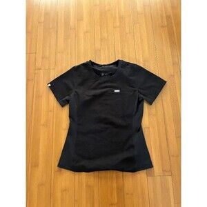 Figs Black Fitted Short Sleeve Tee Scrub Top Women's Small